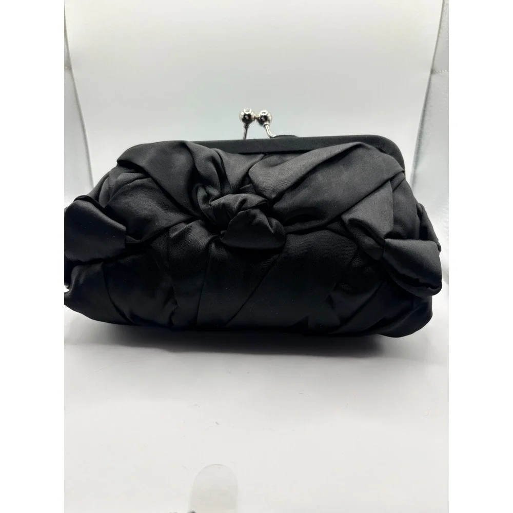 White House/Black Market BlaSatin Clutch w/Shoulder Chain - Picture 3 of 3